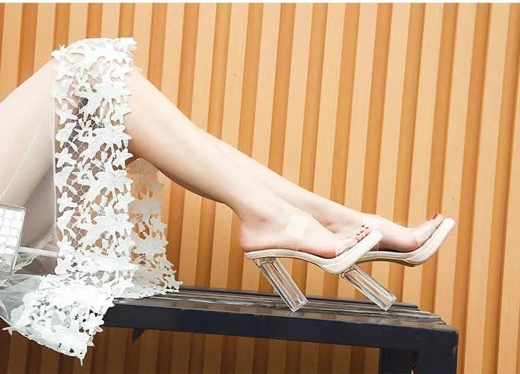 Women's Thick Crystal High Heels, Summer | Waterproof | Not Tired Feet | Slippers, Sandals, Women's Shoes