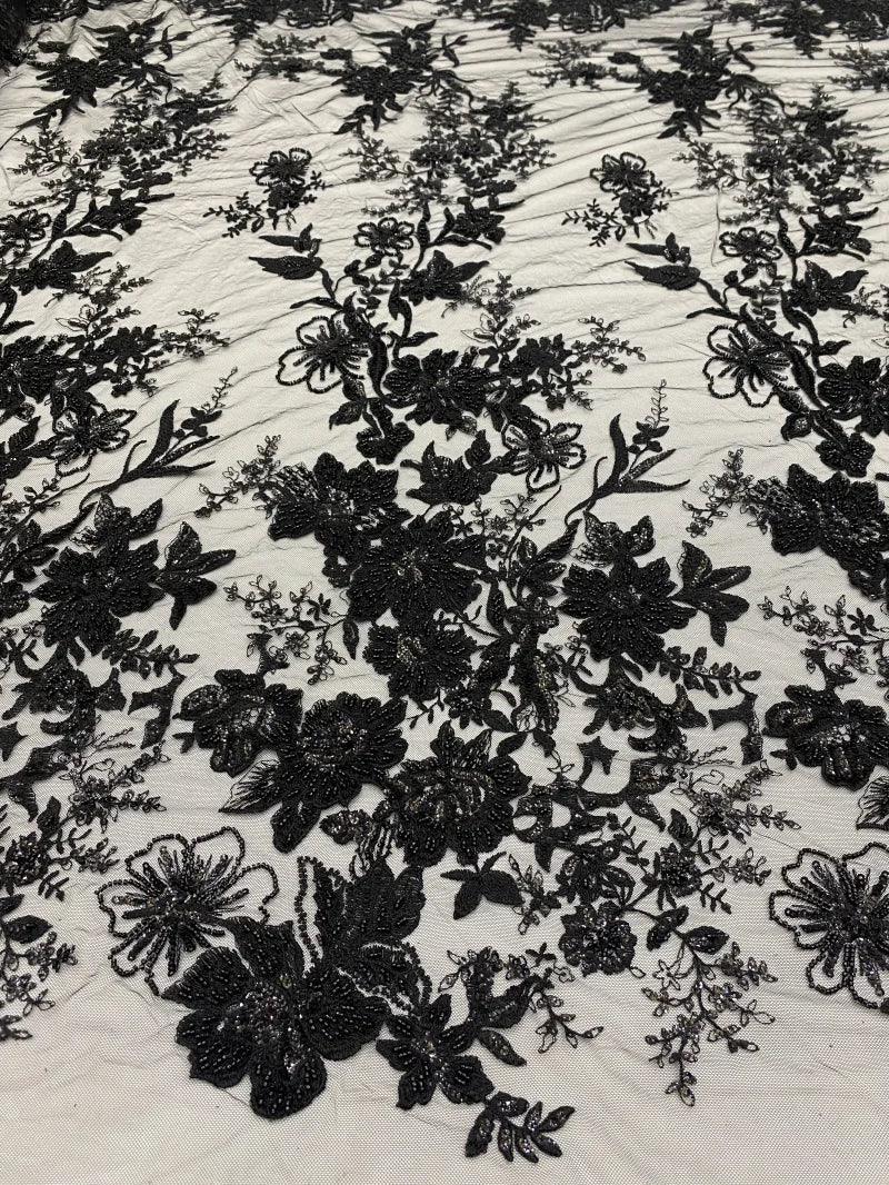 Women's Luxury Textile Sewing Lace Embroidered Tulle Beading