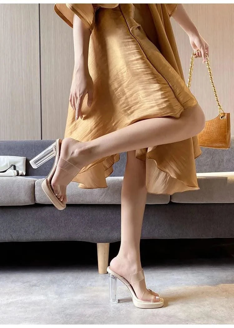 Women's Thick Crystal High Heels, Summer | Waterproof | Not Tired Feet | Slippers, Sandals, Women's Shoes