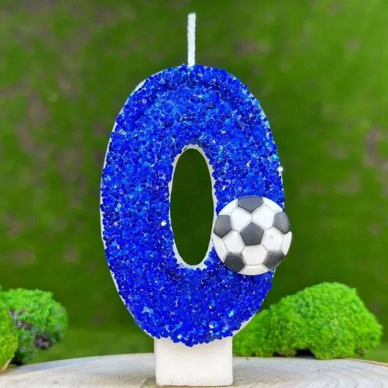 Blue football cake candle 0-9 number party decorative birthday decoration topper