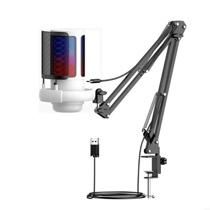 SZ Gaming USB Microphone 30Hz~16kHz Frequency for PC with Boom Arm and LED Lighting for Immersive Streaming Experience