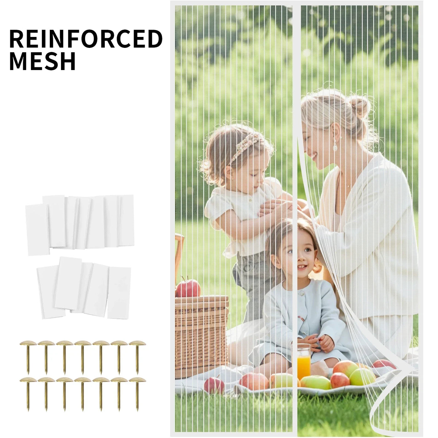 Magnetic Screen Door Screen Door Mesh Keep Bugs Out Heavy-Duty Mesh Curtain Pet and Kid Friendly Works with Front Doors