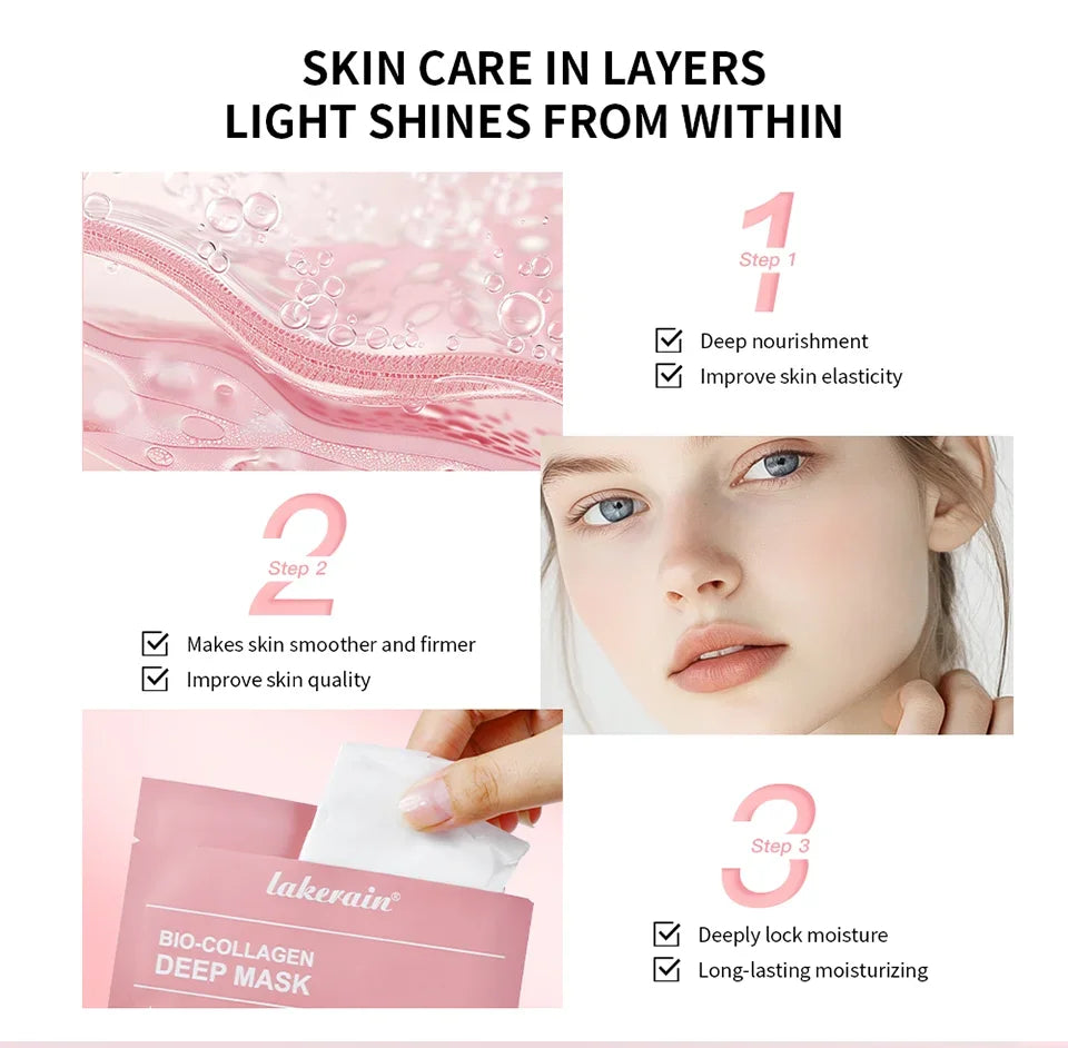 4Pcs Bio-Collagen Deep Face Mask Shrink Pores Deep Hydrating Overnight Mask Moisturizing Refreshing Brightening Face Skin Care