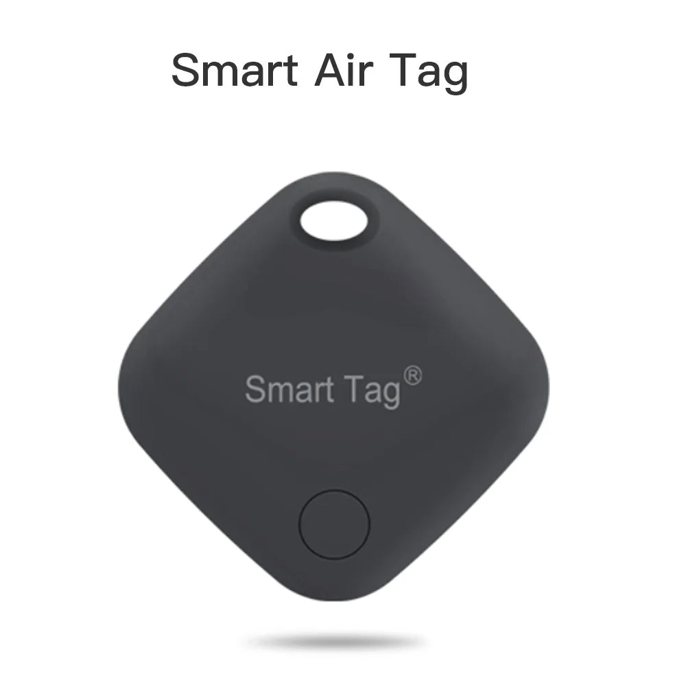 Black square Smart iTag tracker with keychain loop for Find My app