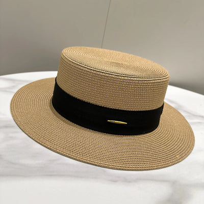 French Sunscreen Hat Women Summer Straw Hats Female Big Bim Flat Top Sunshade Cap Travel Beach Sun Visors Fisherman Cap