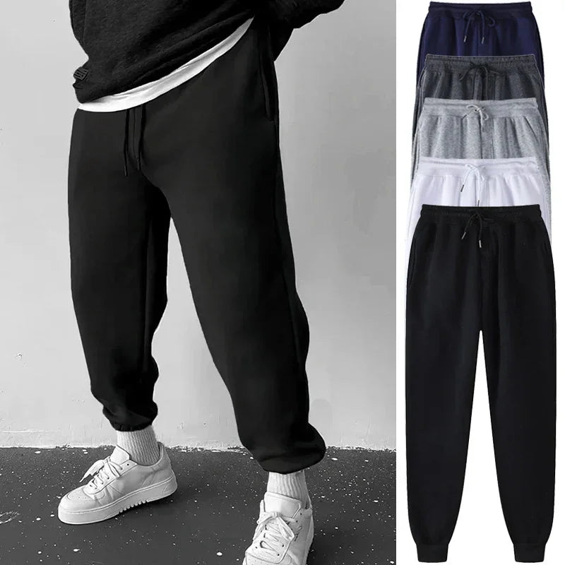 Men's Athletic Trainning Joggers Casual Loose Fit Sweatpants Spring Fall Fleece Lined Pants Elastic Waist Drawstring Trousers