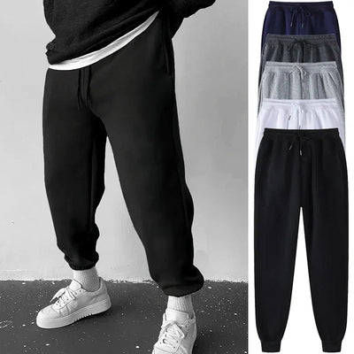 Men's Athletic Trainning Joggers Casual Loose Fit Sweatpants Spring Fall Fleece Lined Pants Elastic Waist Drawstring Trousers