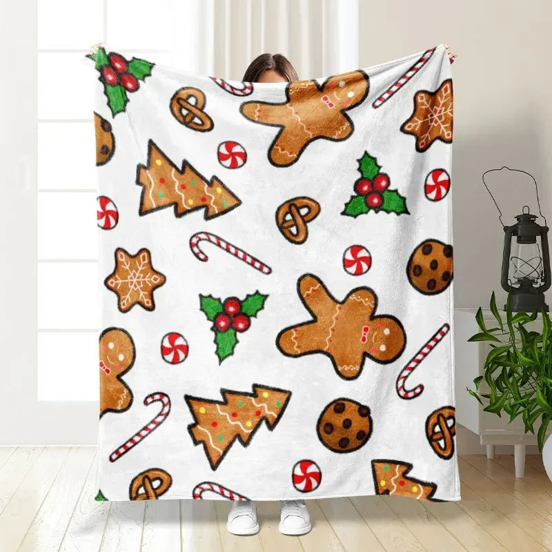 Merry Christmas Blankets Fleece Decoration Portable Ultra-Soft Throw Blanket for Home Car Plush Thin Quilt Blanket