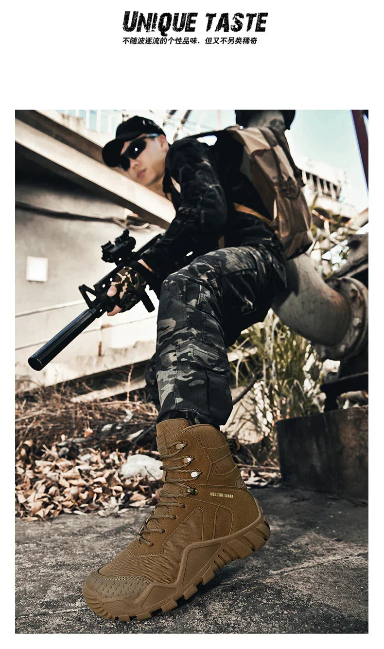 New Men Tactical Boots Lace Up Waterproof Climbing Hiking Shoes Motorcycle Training Army High Quality Hunting Unisex Desert Boot