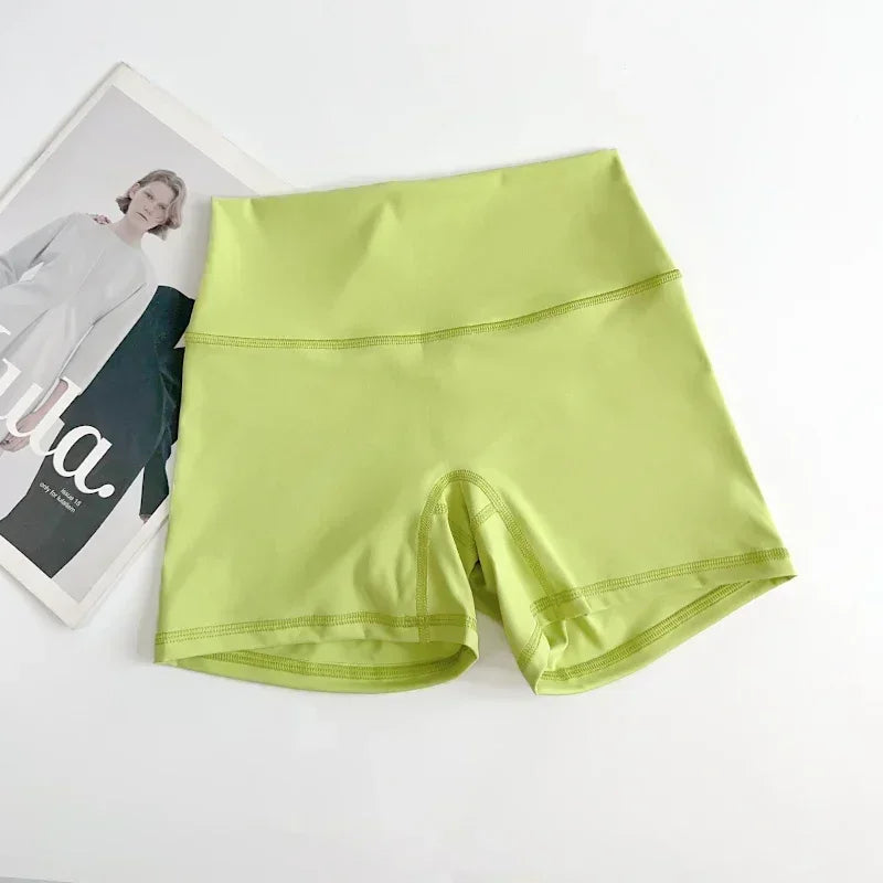 Women Sports Biker Shorts Women Naked Feeling High Waist Yoga Shorts Push Up Fitness Leggings Tummy Control Yoga Slim Shorts🩳👍