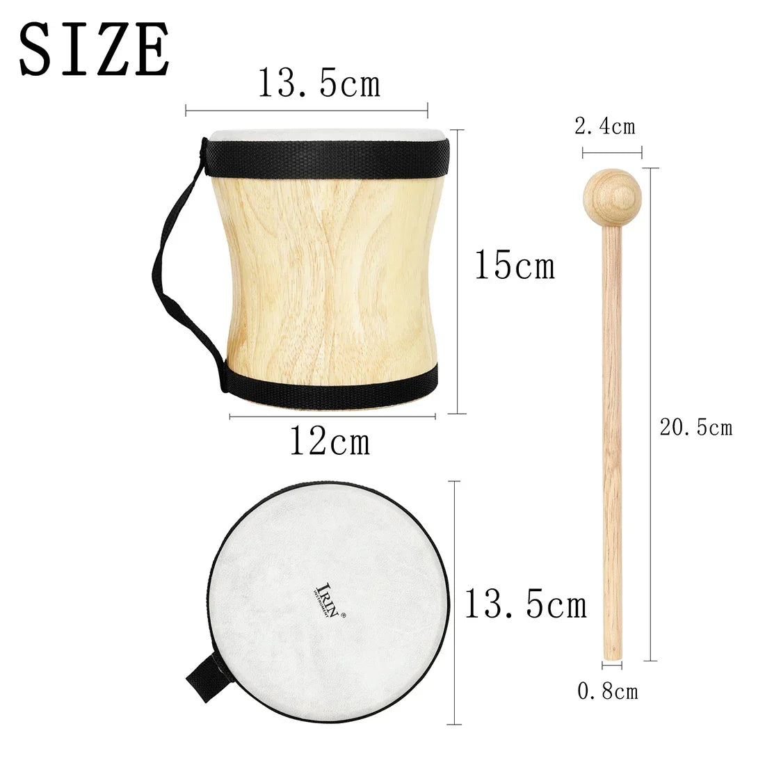 IRIN Indian Drums Wooden Sheepskin Drums with Drumsticks Percussion Instruments Children's Music Gifts Professional Hand Drum