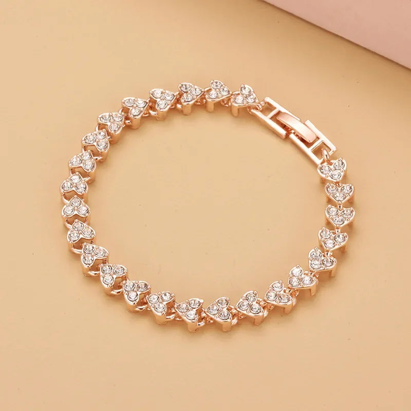 Charm Heart Crystal Bracelet for Women 2023 New Trendy Gold Color Zircon Chain Bangle Luxury Wedding Bridal Jewelry Accessories
