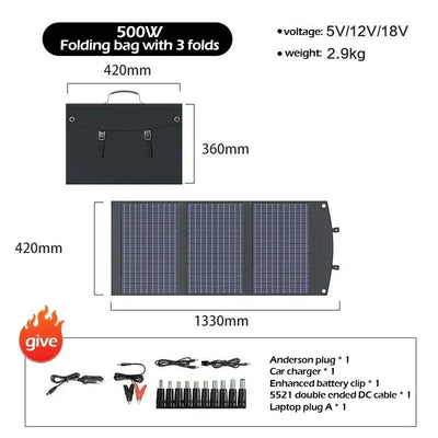 Flexible, Foldable, High Efficiency Solar Panel, Travel & Phone & Boat, Portable 12V 2000w 1500w 1000w 500w Solar Panel Kit