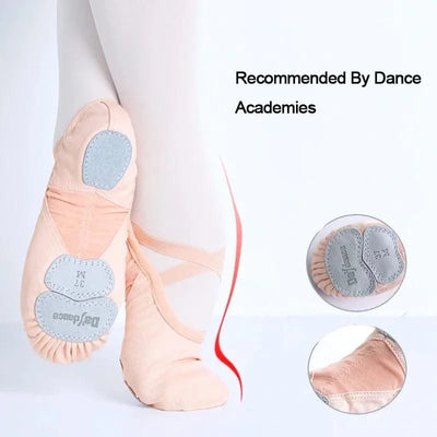 Zapatos de Ballet para mujer y niña, zapatillas de baile de la academia de baile, suela dividida suave, tela elástica