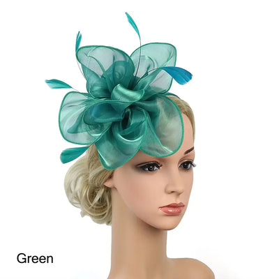 Top Hat Royal Ascot Race Flower Mesh Headband Fascinator Hats Headwear Cocktail Tea Party Feather Flower Headband