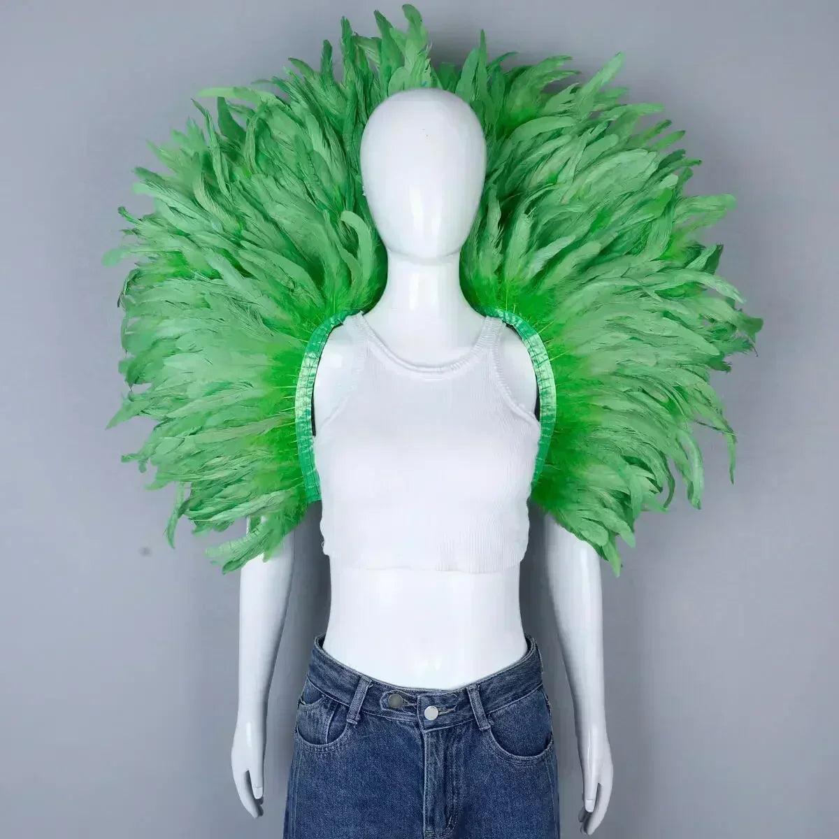 Designer feather scarf (punk halloween carnival masked ball party)accessory