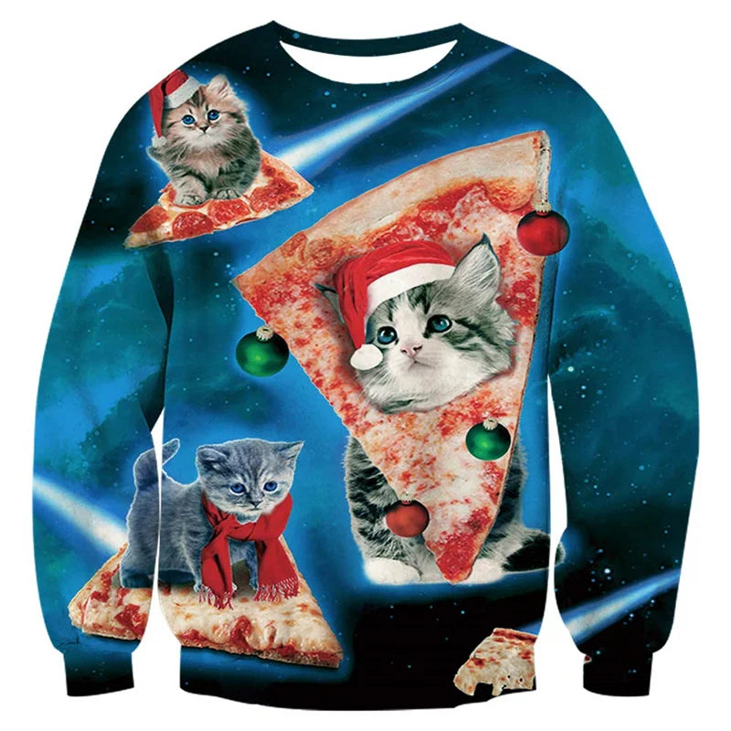 Ugly Christmas Sweater For Men Women Funny Novelty Xmas Sweatshirt 3d Printed Cartoon Animal Long Sleeve Pullover Hoodies Tops