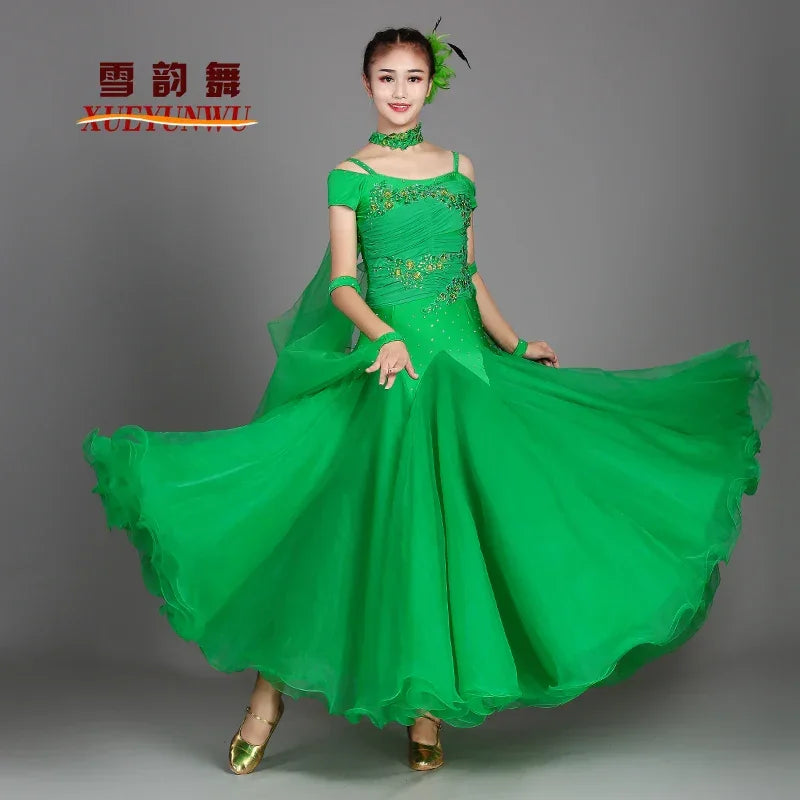 2025 Newest Woman Ballroom Dance Competition Dress Dance Ballroom Waltz Standard Dance Dress Women Ballroom Dress 009