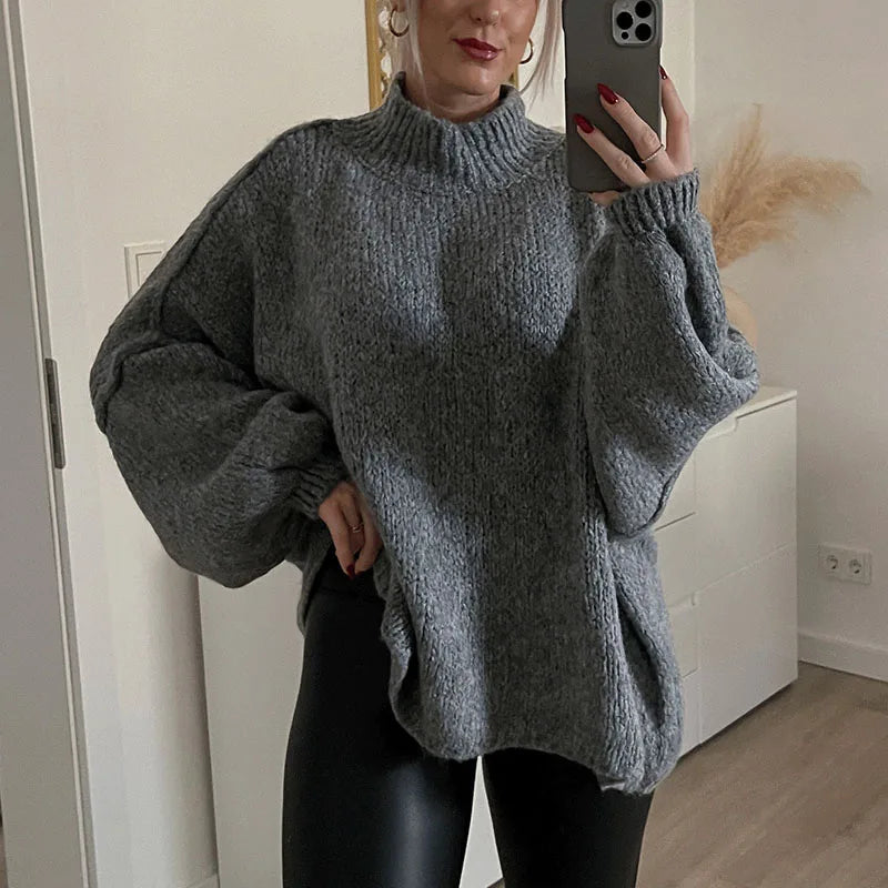 Women Knitted Sweaters Autumn Winter Female Long Sleeve Round Neck Pullovers Solid Color Ladies Casual Loose Tops Warm Knitwear