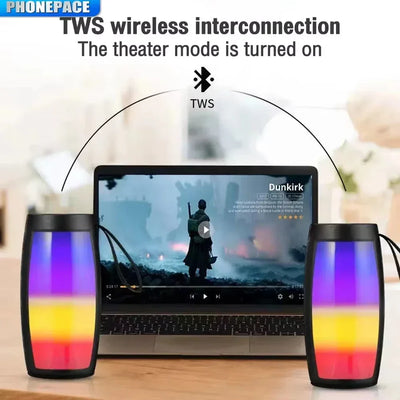 Wireless Bluetooth Speakers Home Outdoor Portable Small Speaker Subwoofer Car Audio Bass MP3 Player Sound System LED Lights