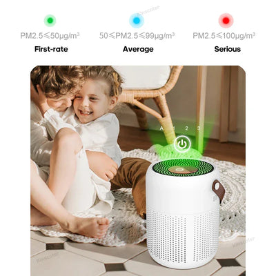 Home Electric Air Purifier With H13 HEPA Filter Desktop Air Cleaner Smoke Odor PM2.5 Particulate Matter Adsorption Filtration
