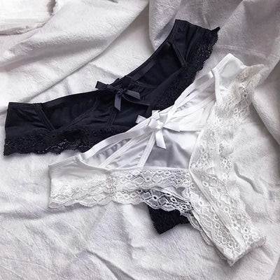 Thong women's underwear ice silk sexy lace cross belt light luxury low waist T pants sexy hollow temptation thong women