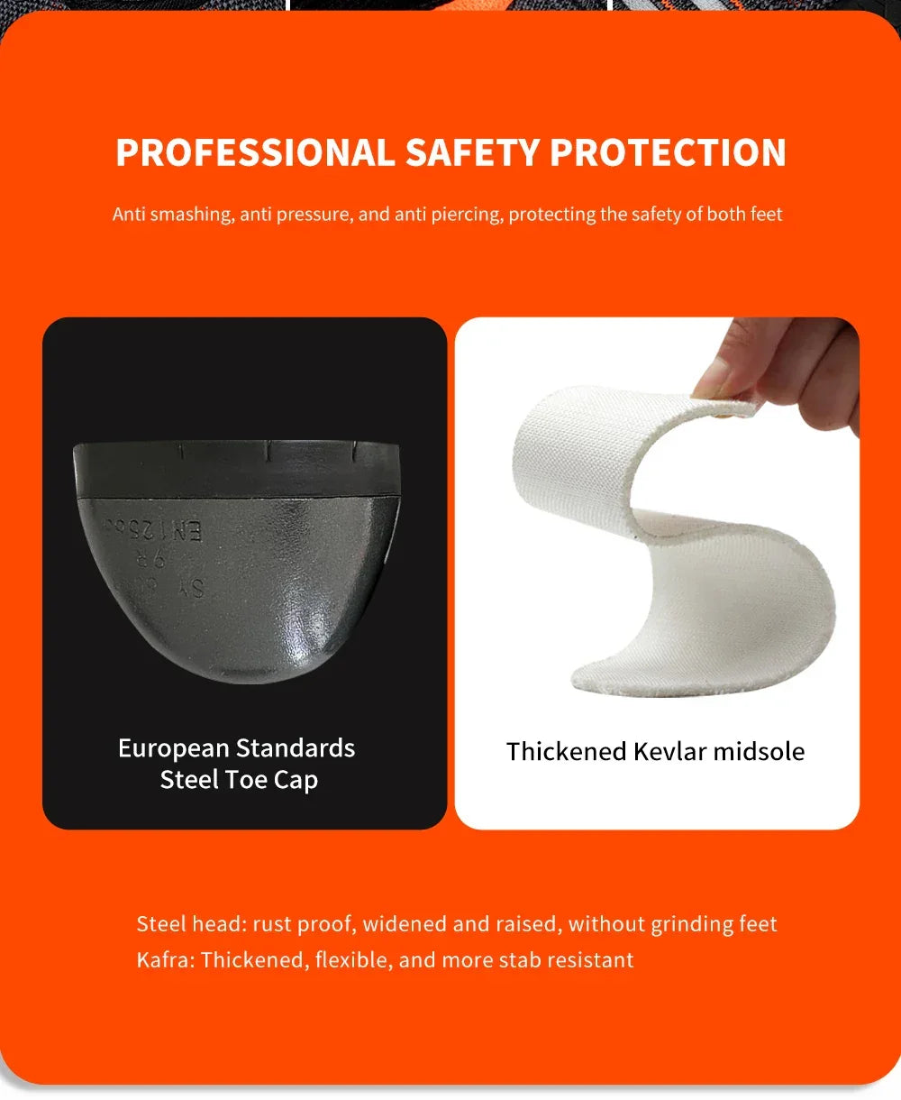 Men's Safety Shoes with Steel Toe Cap Anti-smash Work Sneakers Lightweight Puncture-Resistant Indestructible Breathable Footwear