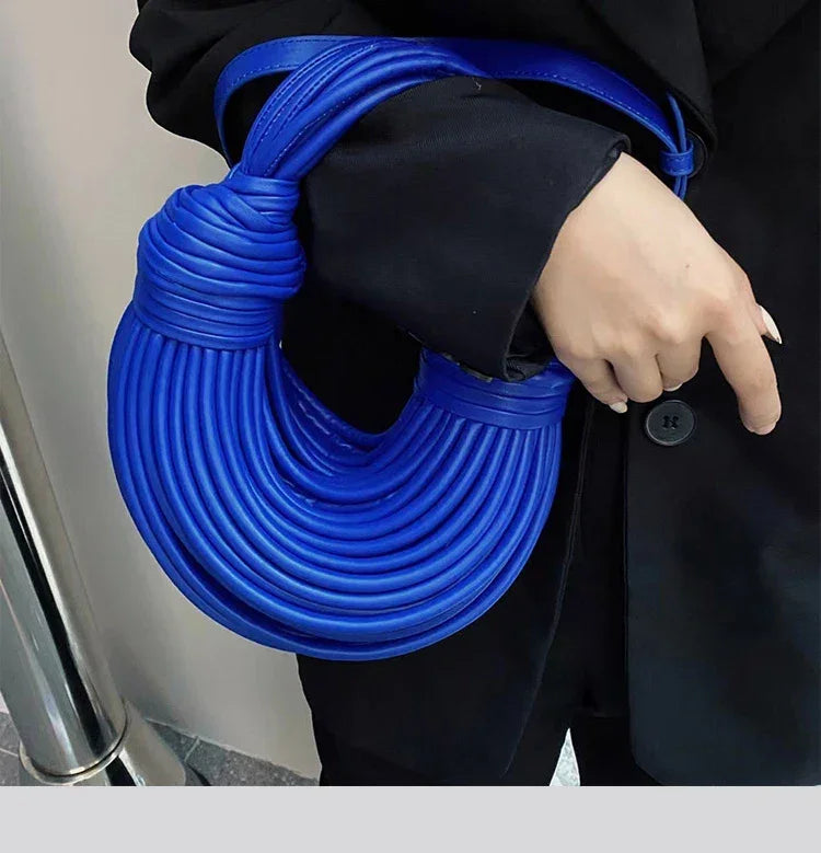 Handbags for Women 2025 New in Gold Luxury Designer Brand Handwoven Noodle Bags Rope Knotted Pulled Hobo Silver Evening Clutch