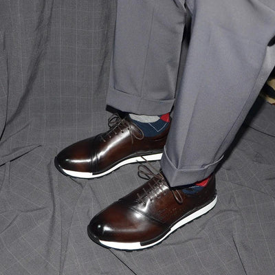 Luxury Brand Design Men's Oxford Shoes Fashion France Style Leather Sneakers Slip-on Casual Business Travel Non-slip Male Shoes