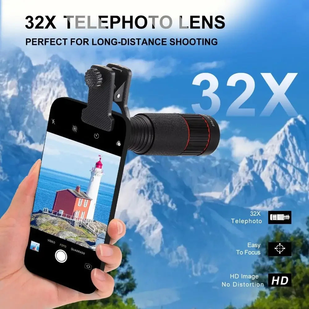 Universal HD Optical Cell Phone Lens Telephoto Lens Monocular Monocular Zoom Cell Phone Lens 32X Tripod Mobile Phone Lenses