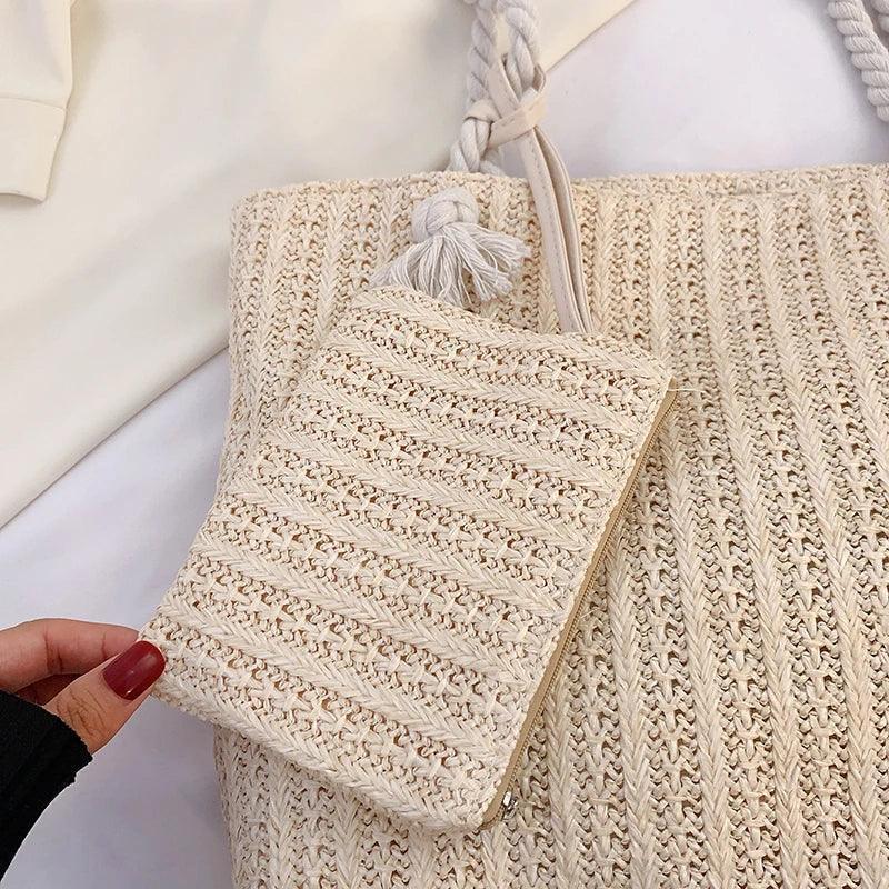 Designer women handbags fashion large capacity straw tote bag summer beach casual bali big purse