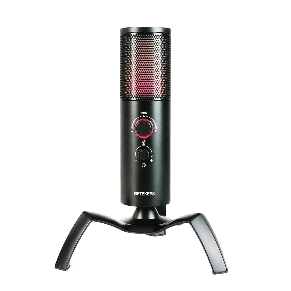 Retekess USB Dynamic Microphone TG101 Headphone Jack Mute Button RGB Gain Control Gaming MIC For PC PS5/4 Recording Streaming