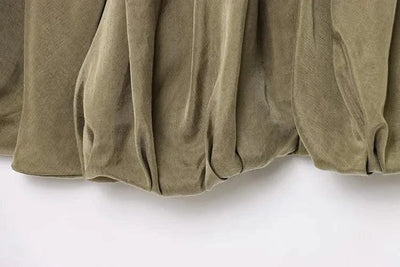 HipSeam Satin Bomber Jacket Women Casual Pleated Zipper Jackets