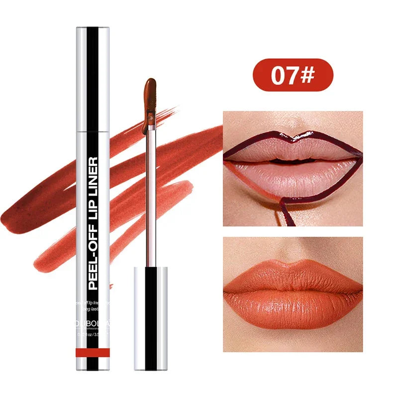 Lip Liner Waterproof Peel Off Tattoo Lip Gloss Waterproof Long Lasting Matte Lip Tint Brown Contour Tear-off Lips Stain Cosmetic