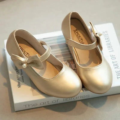 Children's Leather Shoes with Simple Bow  | Girls' Princess Shoes |Kids Dance Performance Shoes |for Parties, Flower Girls, Fancy Dress