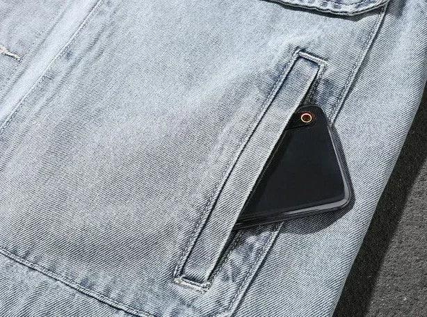 Jeans Coat for Men Letter Denim Jackets Man with Embroidery Light Designer Large Size Winter Oversize New in Korea Aesthetic L G