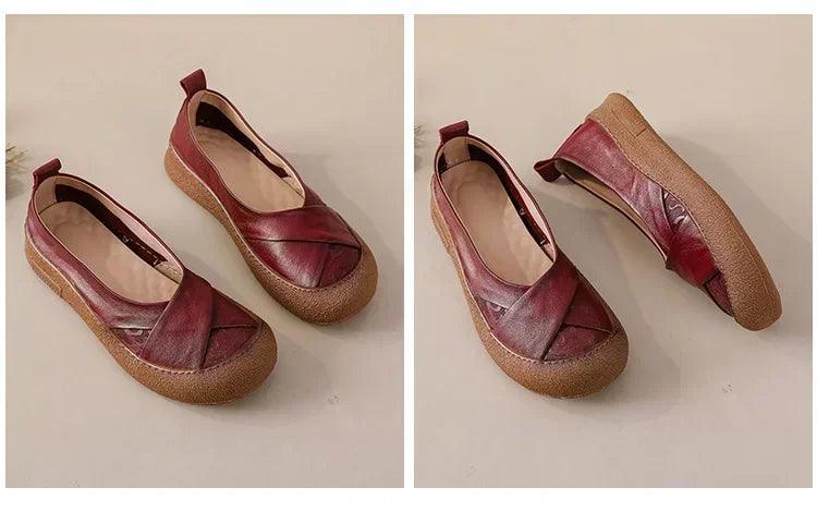 Authentic anti skid slip on leather flat shoes ladies shallow loafers woman comfy soft moccasin