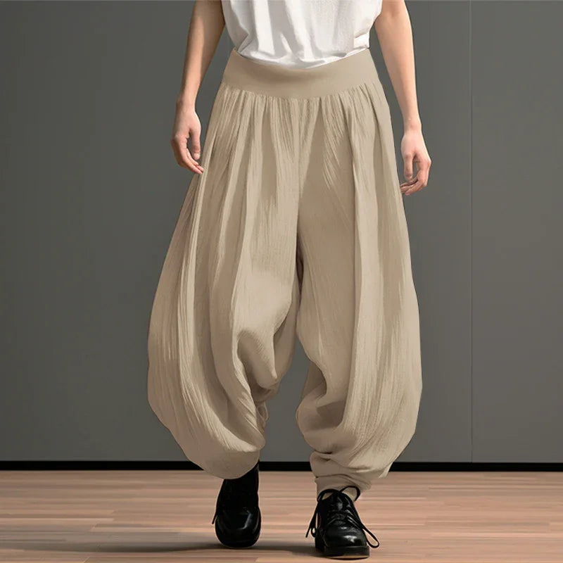 2024 Men Wide Leg Pants Solid Color Elastic Waist Loose Casual Trousers Men Oversize Streetwear Fashion Long Pants S-5XL INCERUN
