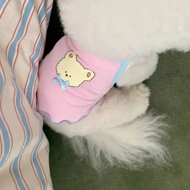 Pet Puppy Summer Clothes Pomeranian Short Vest Yorkshire Animal Print Pullover Maltese Soft Camisole Pet Supplies