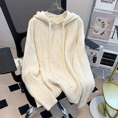 Bottom Sweater Knitted Sweater for Women in Autumn Hooded Sweater New Style 2025 Thickened Fashionable Top