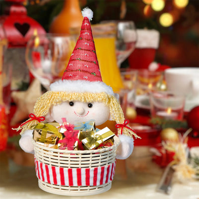 Christmas Delicate Lovely Candy Basket Family Festival Ambiance Ornaments For Snack Storage Holiday Party Decoration Supplies