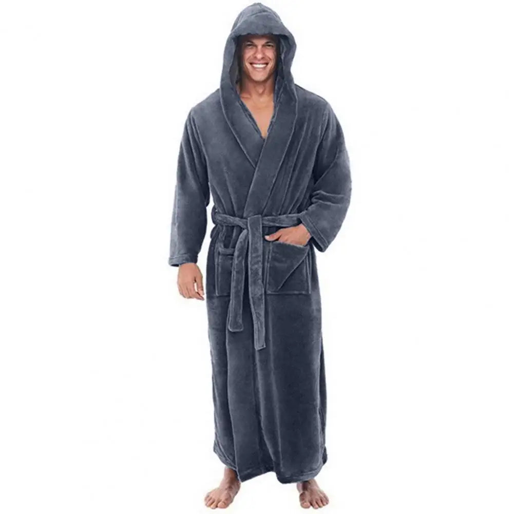 Cozy Bathrobe Luxurious Men's Hooded Bathrobe