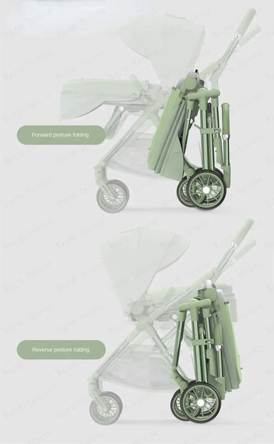Portable High-view Baby Stroller Two-way Portable Baby Stroller Foldable Children's Four-wheel Baby Stroller 0-3 Years Old
