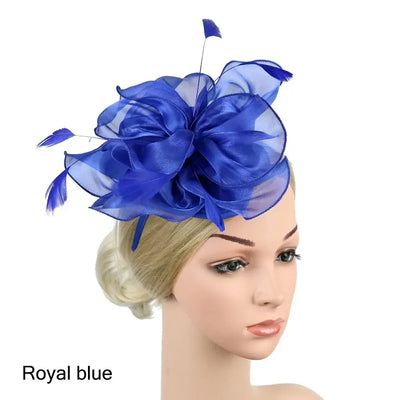 Top Hat Royal Ascot Race Flower Mesh Headband Fascinator Hats Headwear Cocktail Tea Party Feather Flower Headband
