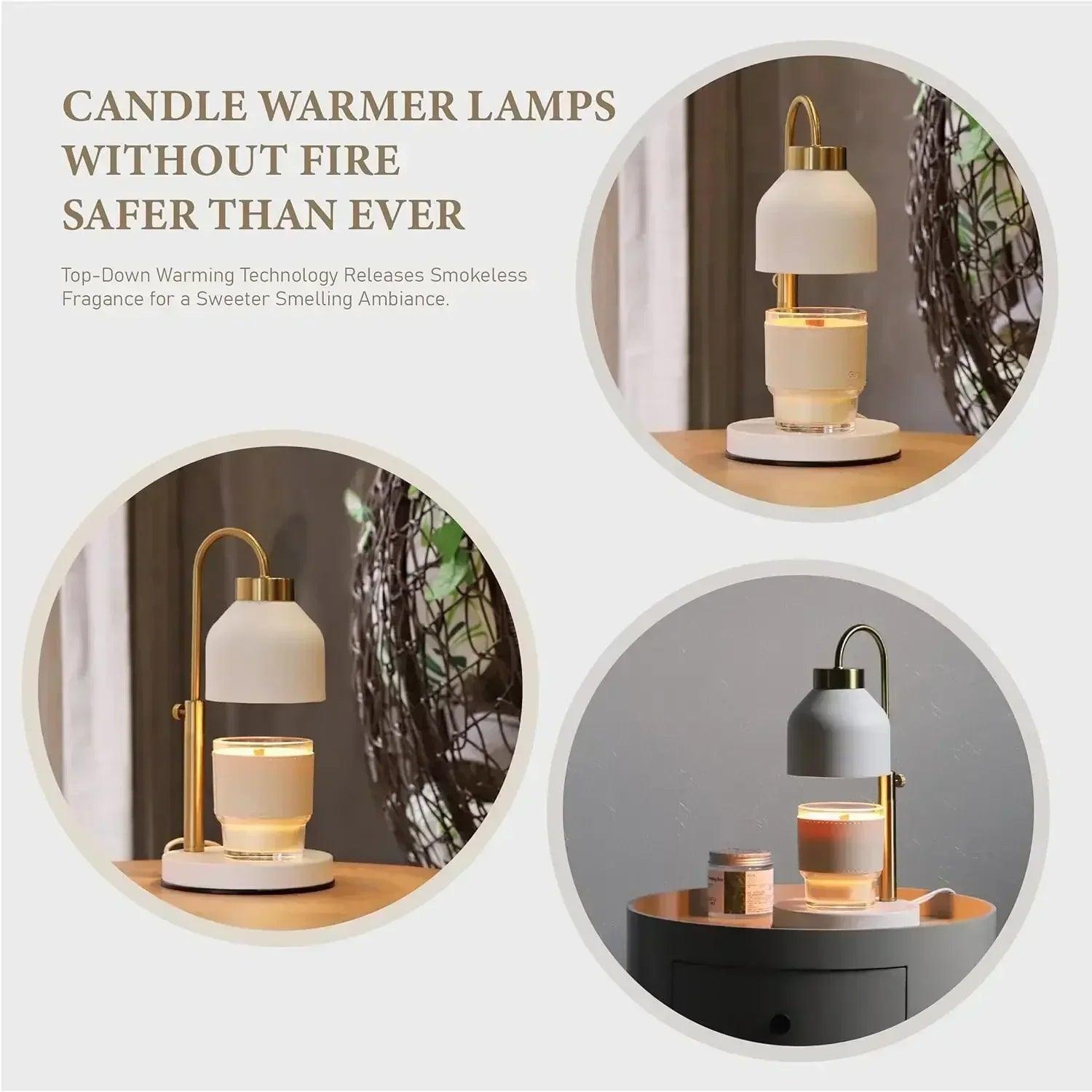 Candle warmer lamp 2 bulbs,timer and dimmer,compatible with large yankee jars,3 wick candles,height adjustable electric