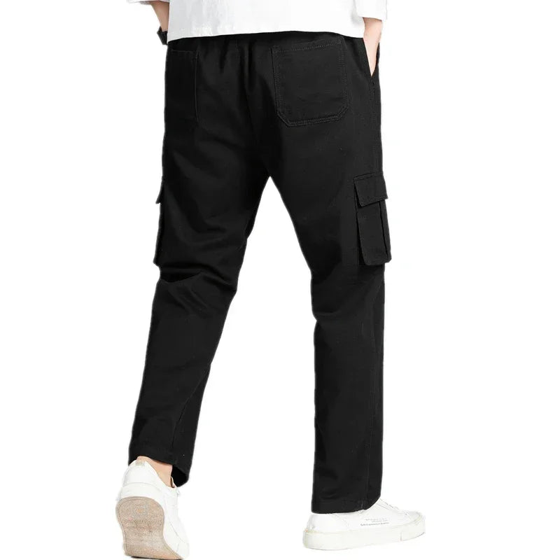 Men's Casual Wide Leg Pants Loose Straight Hip-Hop Streetwear Fashion Cargo Trousers with Pockets