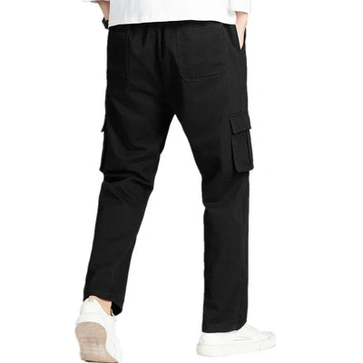 Men's Casual Wide Leg Pants Loose Straight Hip-Hop Streetwear Fashion Cargo Trousers with Pockets