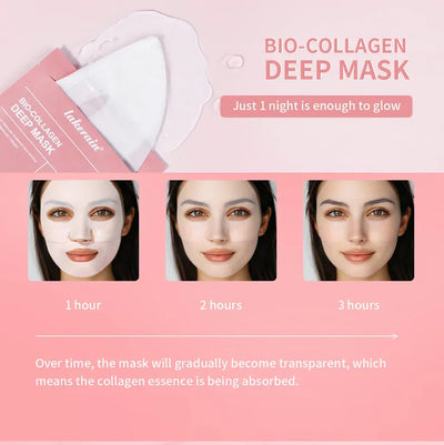 4Pcs Bio-Collagen Deep Face Mask Shrink Pores Deep Hydrating Overnight Mask Moisturizing Refreshing Brightening Face Skin Care