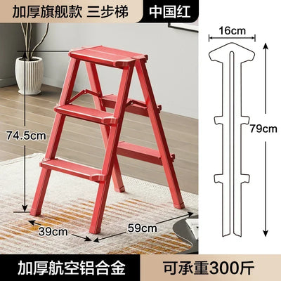 Lightweight Ladder Foldable Step Stools Home Outdoor Aluminum Alloy Folding Step Ladders Ascending Kitchen Ladder Furniture