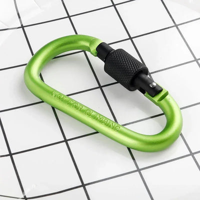 Type D Carabiner With Lock Outdoor Climbing Camping Bold Aluminum Alloy Locking Clasp Keychain Multi Survival Gear Travel Kit